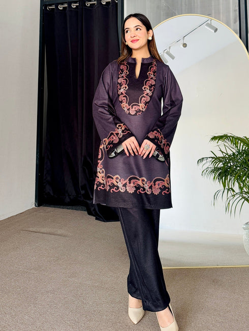 Midnight Mirage Woollen Kurta Set